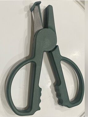 Vintage Flat Green Plastic Scoring Scissors - Rare Paper Crafting Tool!